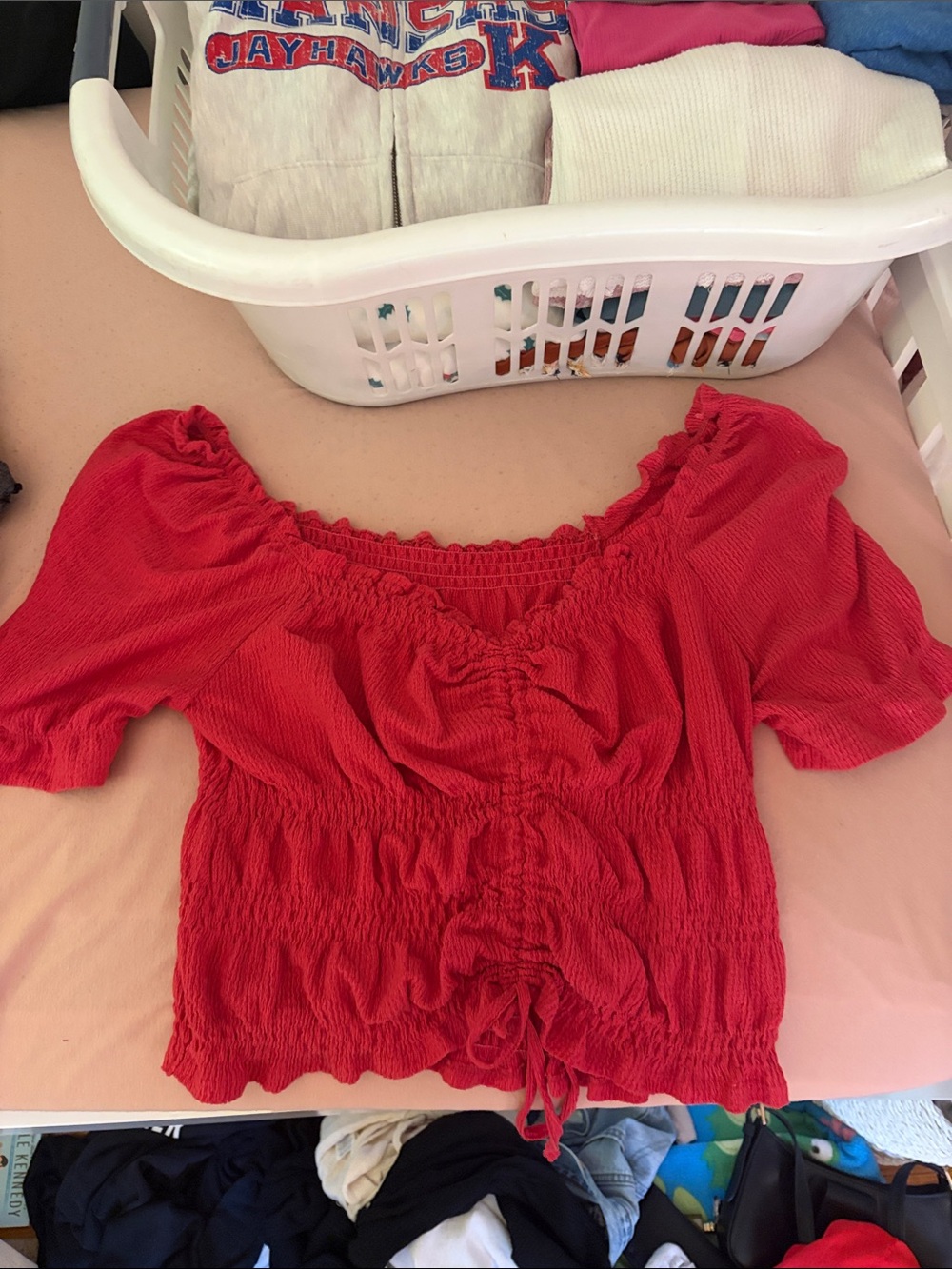 Red Smocked Top - Women